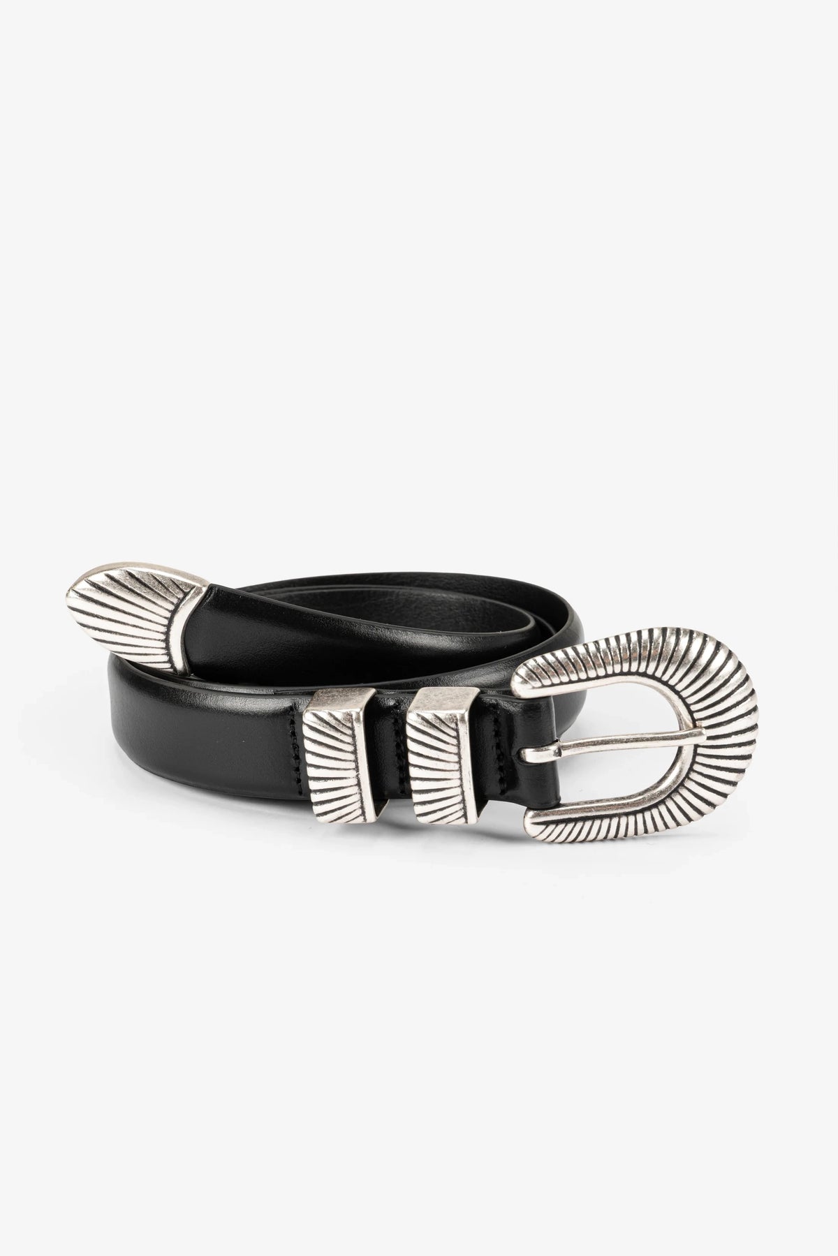 Belt Cinta Argento Pelle Nero